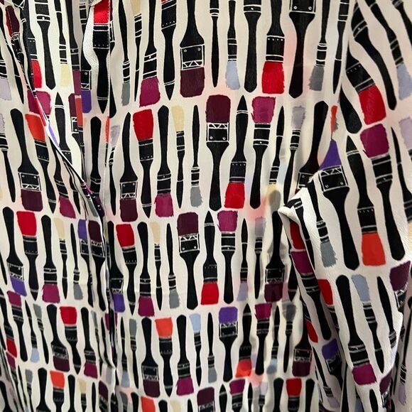 EUC ZoZo Medium Women's Multicolor Printed Paint Brushes Top #155 - Picture 3 of 5